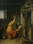 Lot 91: 19th C. Oil on Canvas Humorous Interior Scene