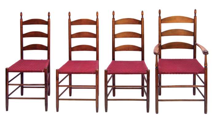 Lot 91: Rare Set of Eight Three-Slat Side Chairs