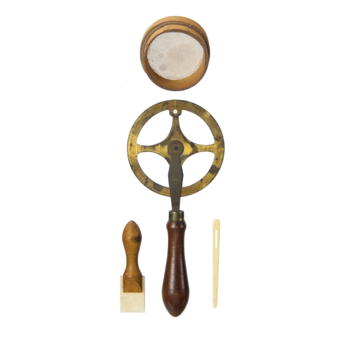 Lot 94: Four Ivory, Wood and Brass Objects
