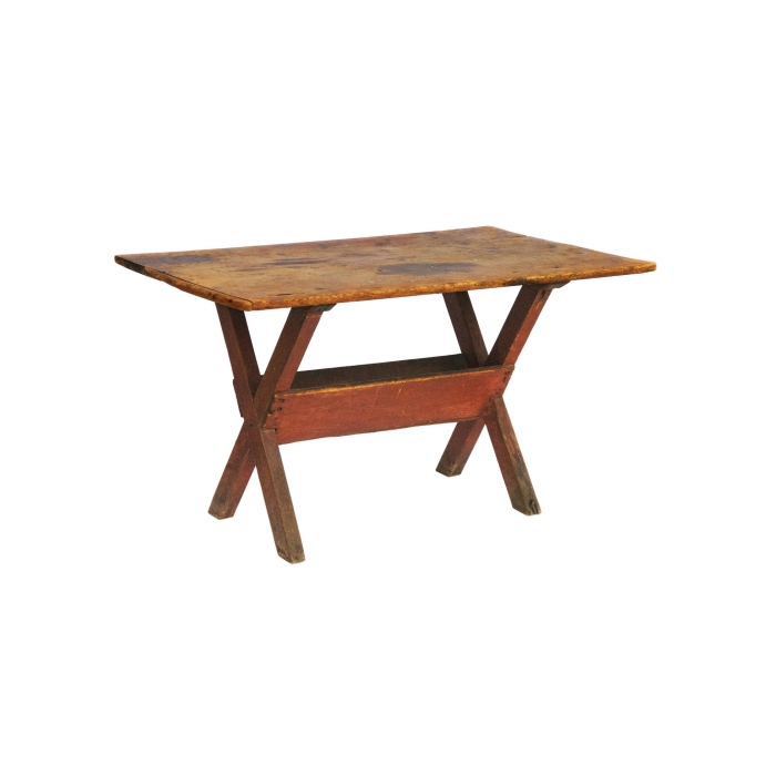 Lot 10: 18th C. New England Pine Sawbuck Table