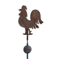 Lot 140A: 20th C. Sheet Tin Rooster on a Ball