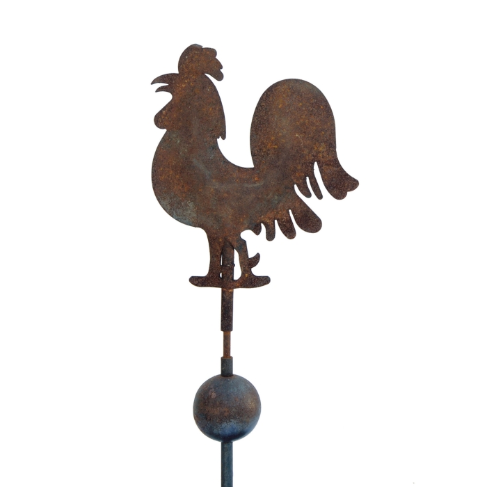 Lot 140A: 20th C. Sheet Tin Rooster on a Ball