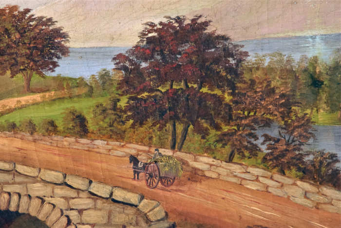 Lot 205: 19th C. Folk Landscape Painting