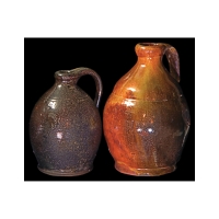 Lot 23D: Two Ovoid Shaped New England Redware Jugs