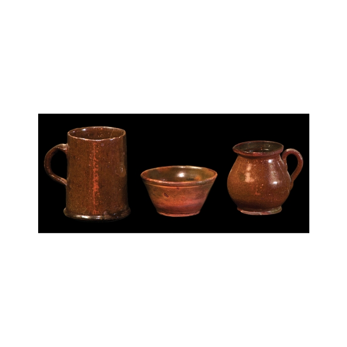 Lot 23G: Three Small New England Redware Pieces