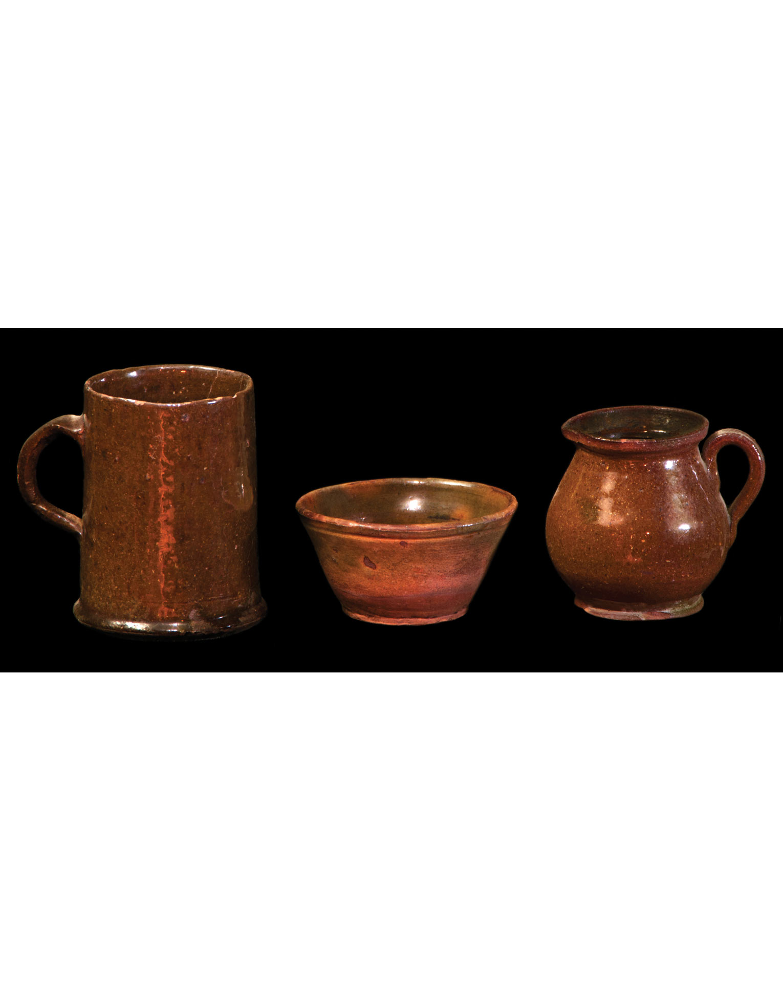 Lot 23G: Three Small New England Redware Pieces