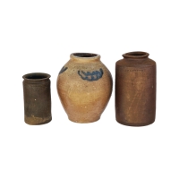 Lot 28: Three Unusual 19th C. Stoneware Containers