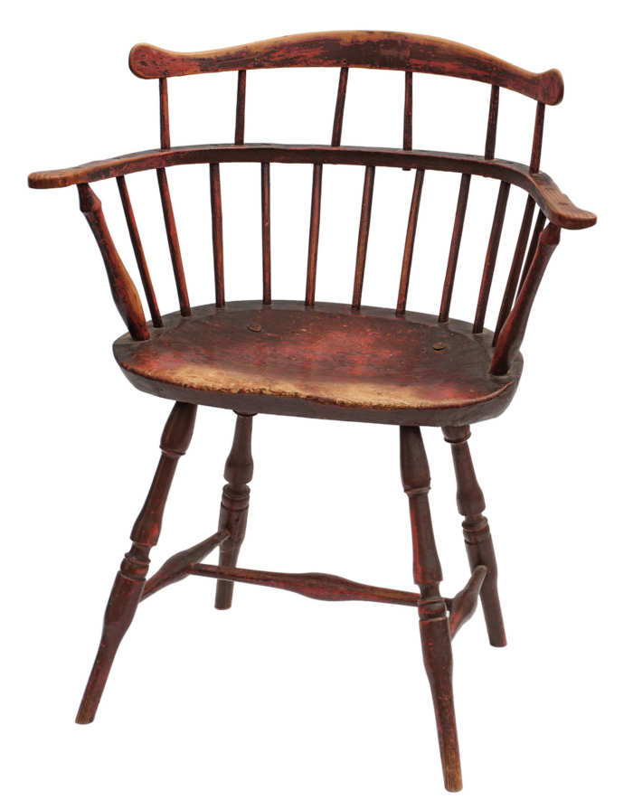 Lot 44: Rare 18th C. Low Back Windsor Armchair