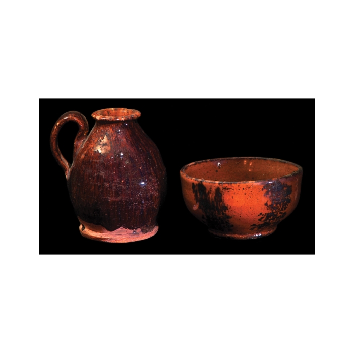 Lot 9B: Two 19th C. Redware Pieces
