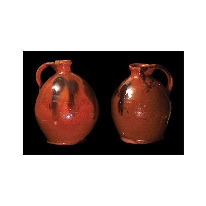 Lot 9G: Two New England Redware Ovoid Jugs