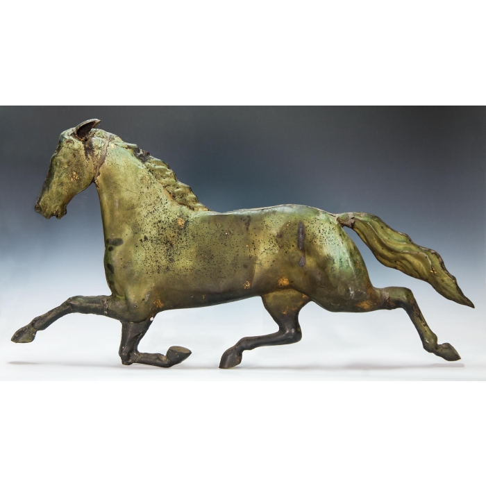 Lot 10: 19th c. Trotting Horse Copper Weathervane