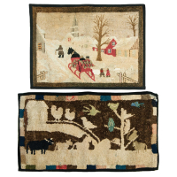 Lot 137: Two Small Pictoral Hooked Scatter Rugs