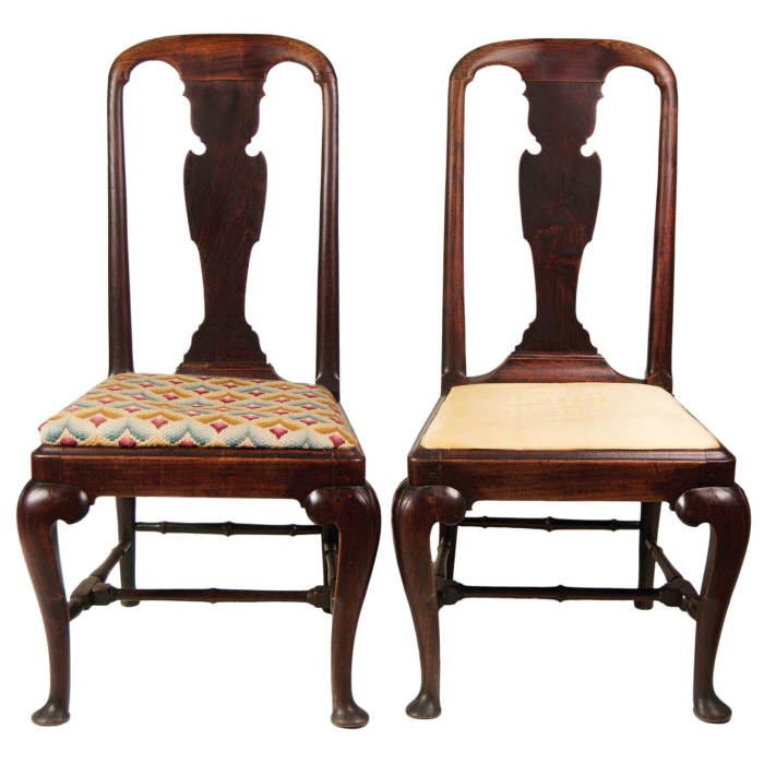 Lot 187: Pair of 18th c. Queen Anne English Side Chairs