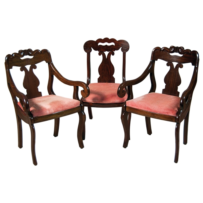 Lot 205: Set of Three 19th c. Mahogany Chairs