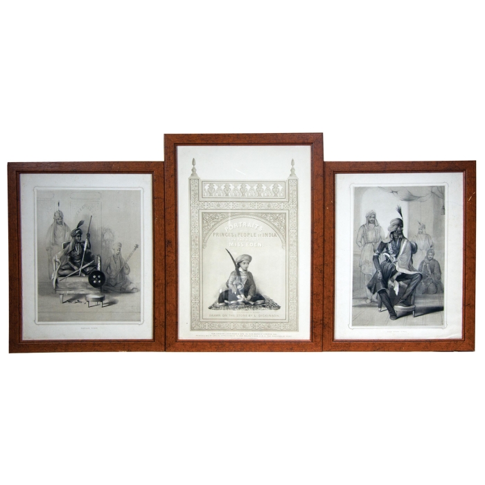 Lot 206: Three 19th c. Framed Indian Prints