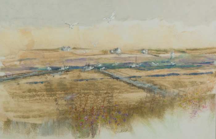 Lot 217: Large Watercolor of North River