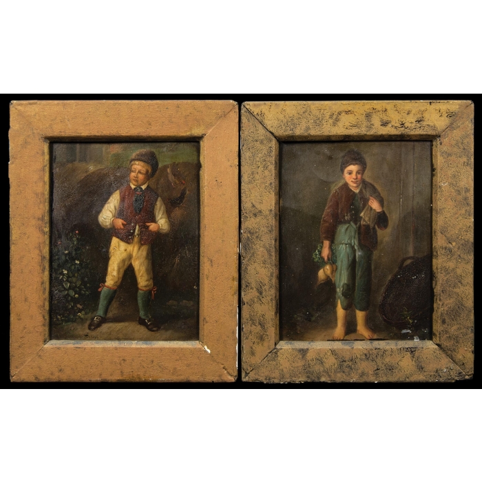 Lot 252: Pair of 19th c. Painting on Tin