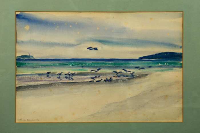 Lot 258: Landscape Oil; and Seascape Watercolor