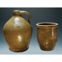 Lot 2: Two 19th c. N.H. Redware Pieces