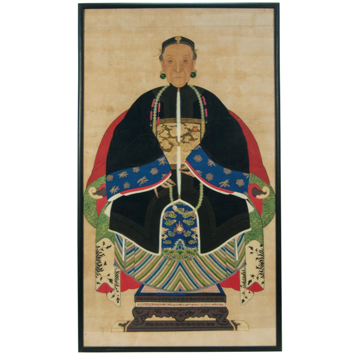 Lot 57: Chinese Watercolor Ancestor Portrait