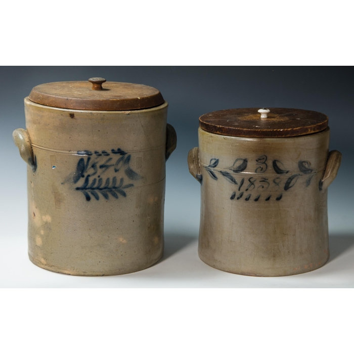 Lot 7: Two 19th c. Stoneware Crocks