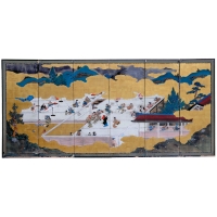 Lot 208: Six Panel Japanese Screen