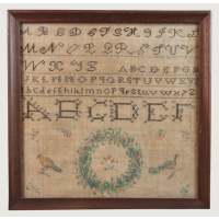 Lot 92: 19th C. Needlework Sampler