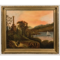 Lot 110: 19th C. Landscape Oil of the Kosciusko Monument at West Point