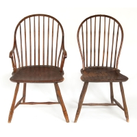 Lot 142A: Two Early 19th C. Bowback Windsor Chairs
