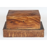 Lot 144A: Two Small 19th C. Grain Painted Storage Boxes