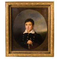 Lot 90: 19th C. Oval Portrait of Boy