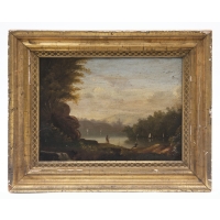 Lot 249: 19th C. Landscape on Tin