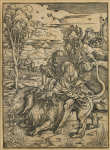 Lot 110: Late 16th C. "Samson Fighting with the Lion" Albrecht Durer Woodcut
