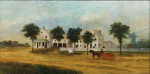 Lot 31: 19th C. Oil on Canvas Brockton, MA Pastoral Scene 