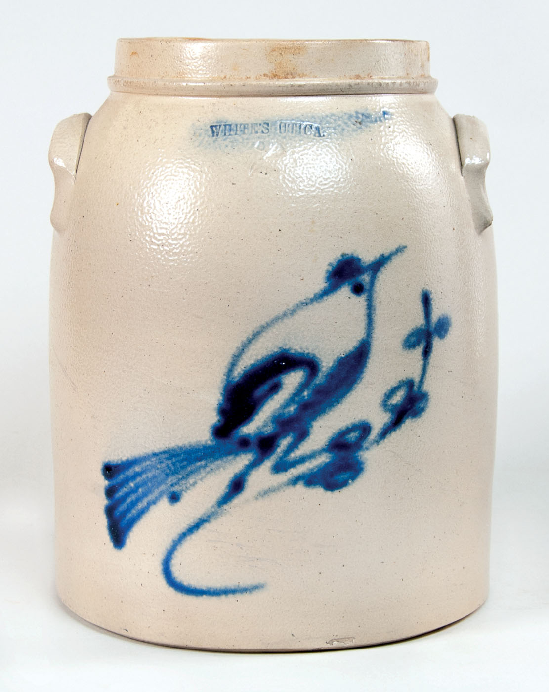 COVERED WATER BUCKET Blue and White Swirl Black Wood Grip Circa 1880 - 1920