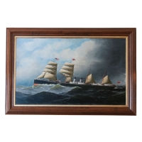 Lot 80: 19th C. Oil by Antonio Jacobsen