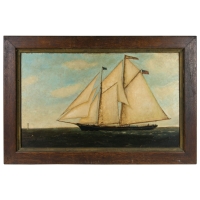 Lot 85: Oil on Board Nautical Portrait By SFM Badger