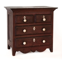 Lot 90: Mid 19th C. Diminutive Chest of Drawers