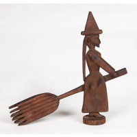 Lot 112: Early 20th C. Carving of Witch