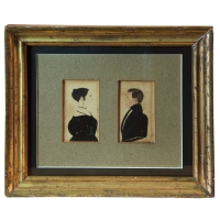 Lot 154A: Framed Pair of 19th C. Watercolor Profiles