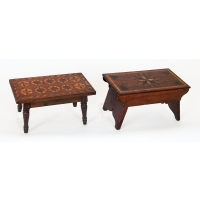 Lot 170B: 19th C. Sailor Carved and Inlaid Footstools