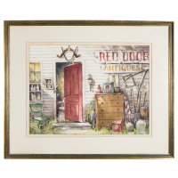 Lot 90: Watercolor of Antique Shop