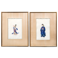 Lot 97: Two 19th c. Colorful Chinese Export Paintings