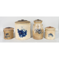 Lot 108: Four 19th c. Stoneware Crocks