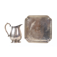 Lot 127A: Sterling Silver Presentation Tray and Water Pitcher
