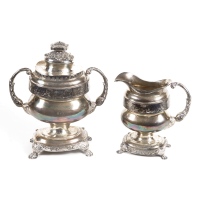 Lot 127B: Coin Silver Sugar Bowl and Creamer