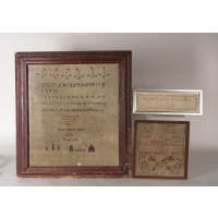 Lot 129B: Three 19th c. School Girl Needlework Samplers