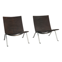 Lot 134: Pair of Danish Pk-22 Lounge Chair