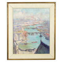 Lot 156: 20th c. American Impressionist O/C, paris