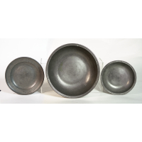Lot 246: Three 19th c. Pewter Pieces